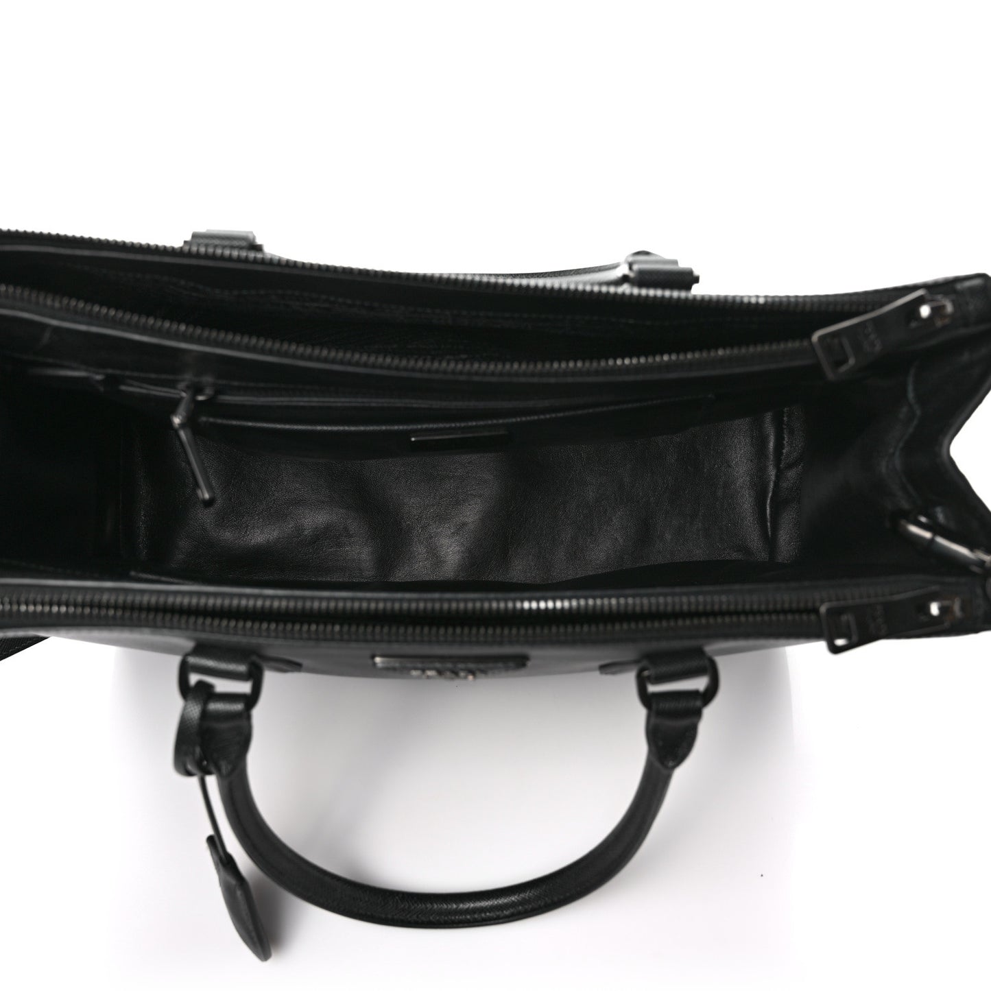 Saffiano Lux Monochrome Large Galleria Double Zip Tote Black