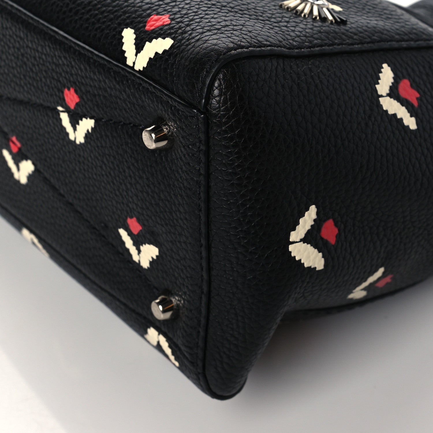 Marc Jacobs Grained Calfskin Embellished Tulip Print Tote Black Multicolor 10 of 10