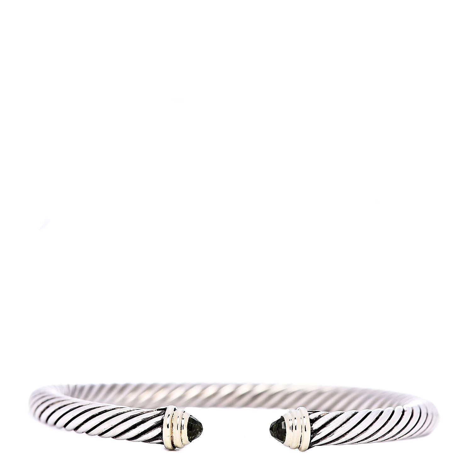 David Yurman Sterling Silver 14K Yellow Gold Peridot 5mm Cable Classics Petite Color Bracelet 1 of 5