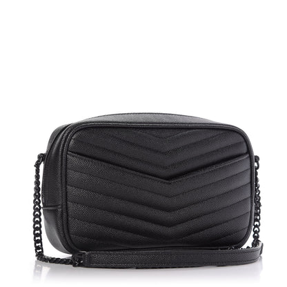 Saint Laurent Grain De Poudre Matelasse Monogram Mini Lou Camera Bag Black 3 of 10