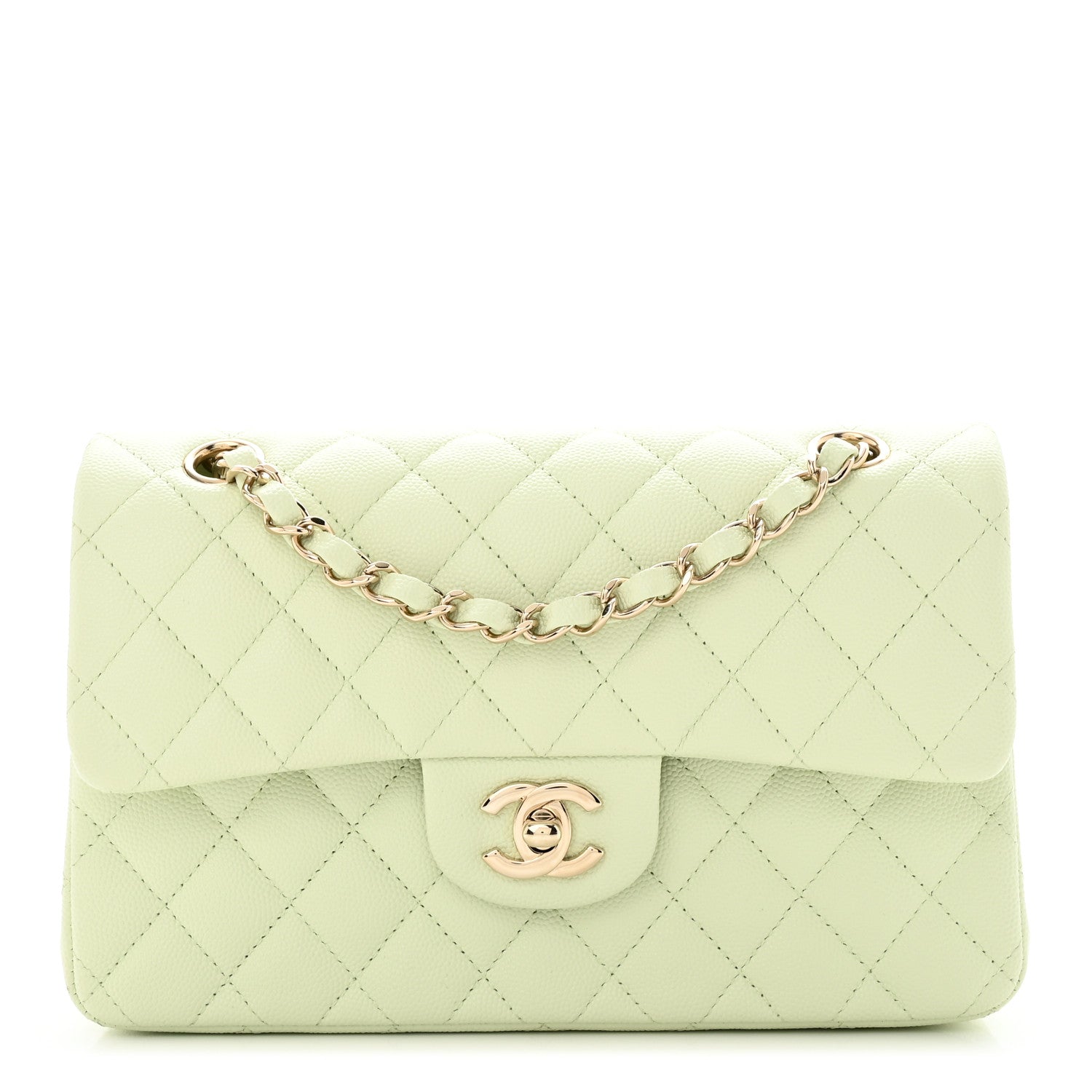Chanel Caviar Quilted Small Double Flap Light Green 1 of 11