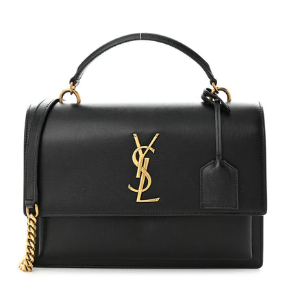 Saint Laurent Smooth Calfskin Medium Monogram Sunset Satchel Black 1 of 10