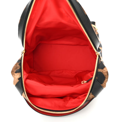 Christian Louboutin Nylon Calfskin Leopard Studded Small Backloubi Backpack Brown Black 8 of 11