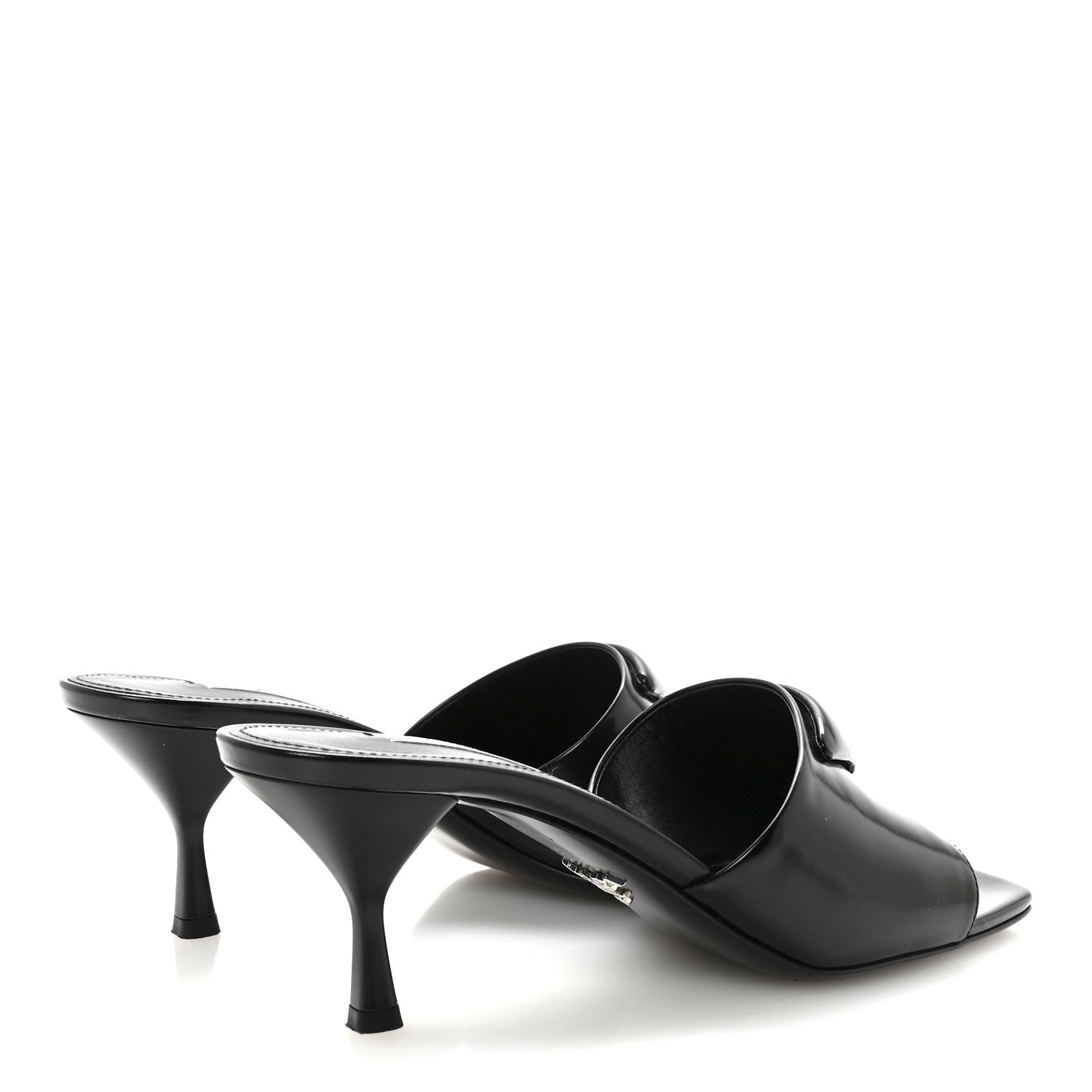 Prada Spazzolato Triangle Logo 65mm Slide Sandals 40 Black 1864166