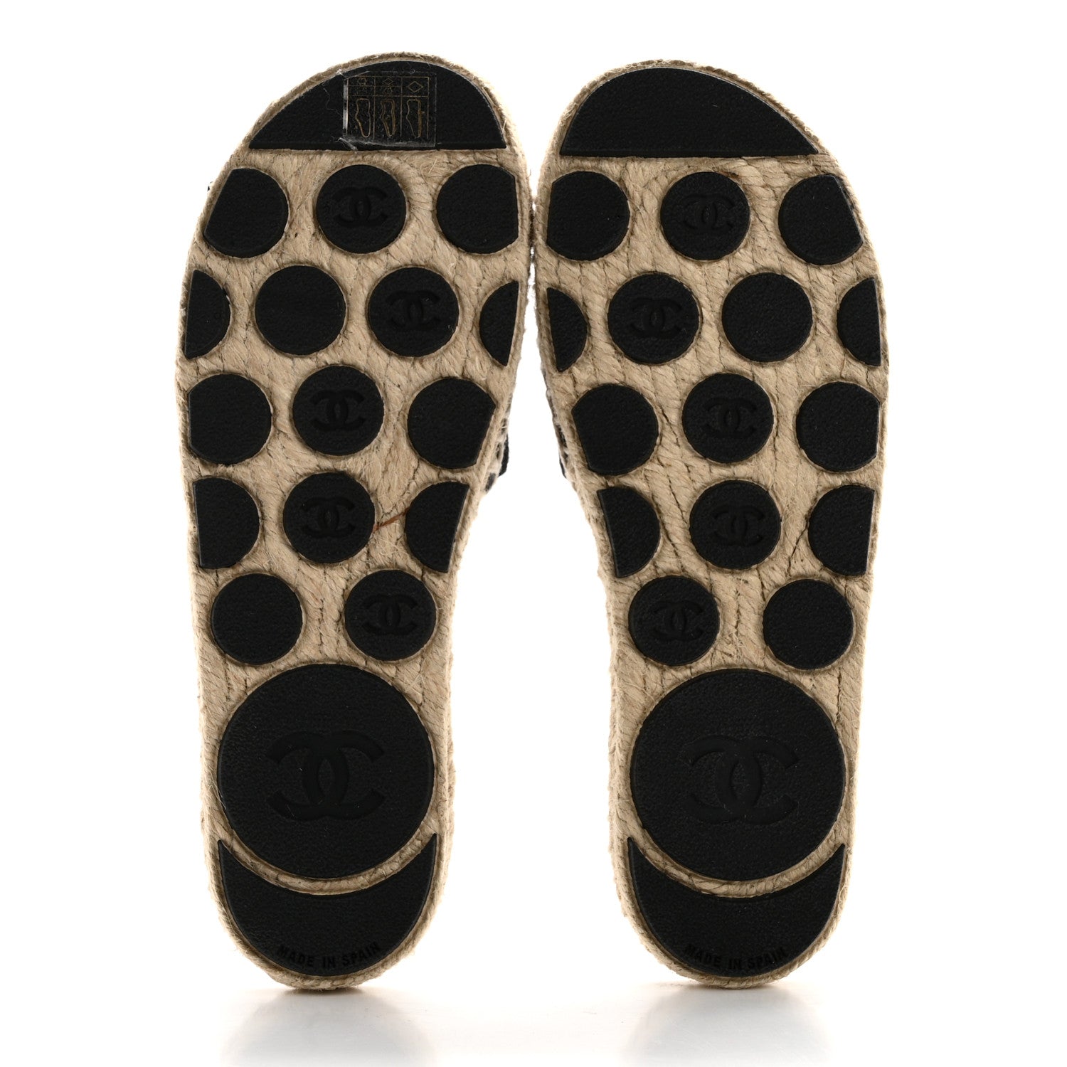 Chanel Wool Laminated Lambskin CC Slide Sandals 37 Black Gold 5 of 9
