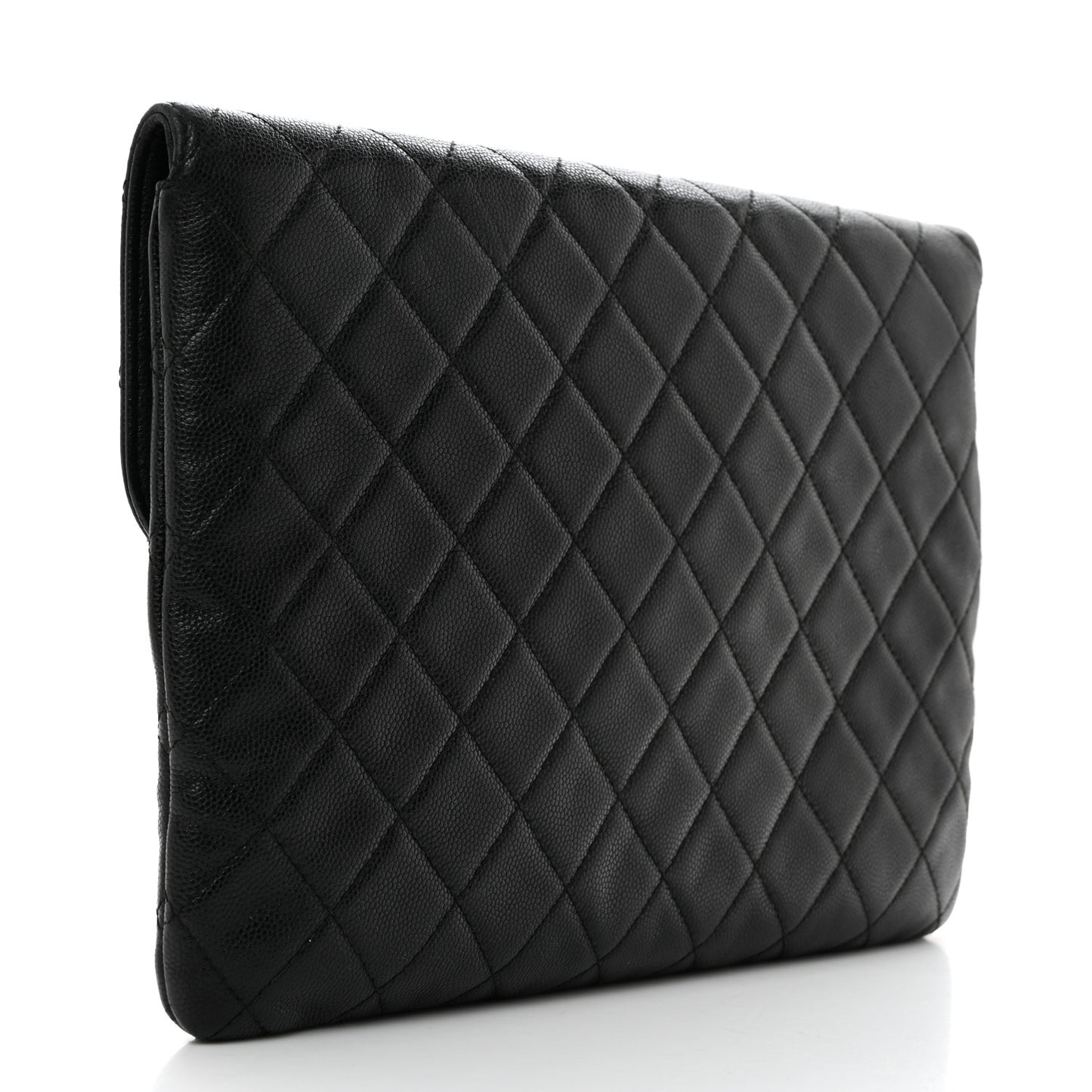 Caviar Quilted Medium Golden Class Pouch Black