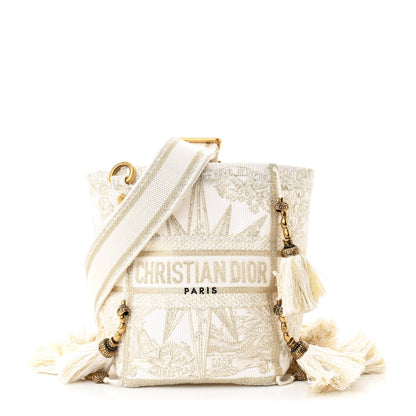 Christian Dior Canvas Embroidered Reve d'Infini Small D-Bubble Bucket Bag Gold 1 of 10