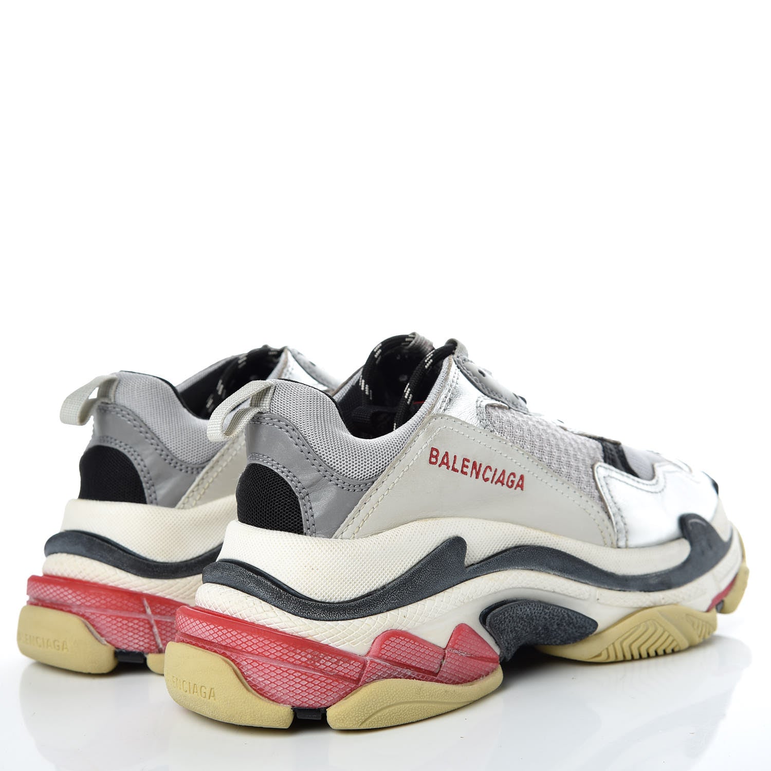 Balenciaga Mesh Nubuck Womens Triple S Sneakers 37 Black Argent 4 of 8