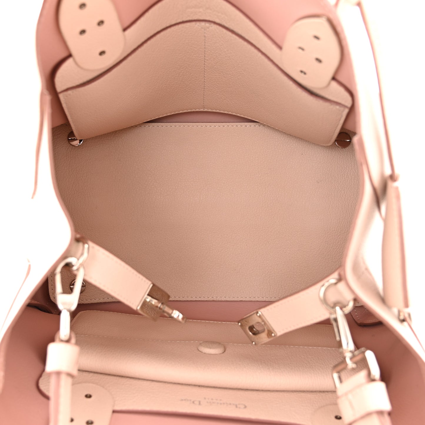 Supple Grained Calfskin Medium Open Bar Tote Rose Poudre