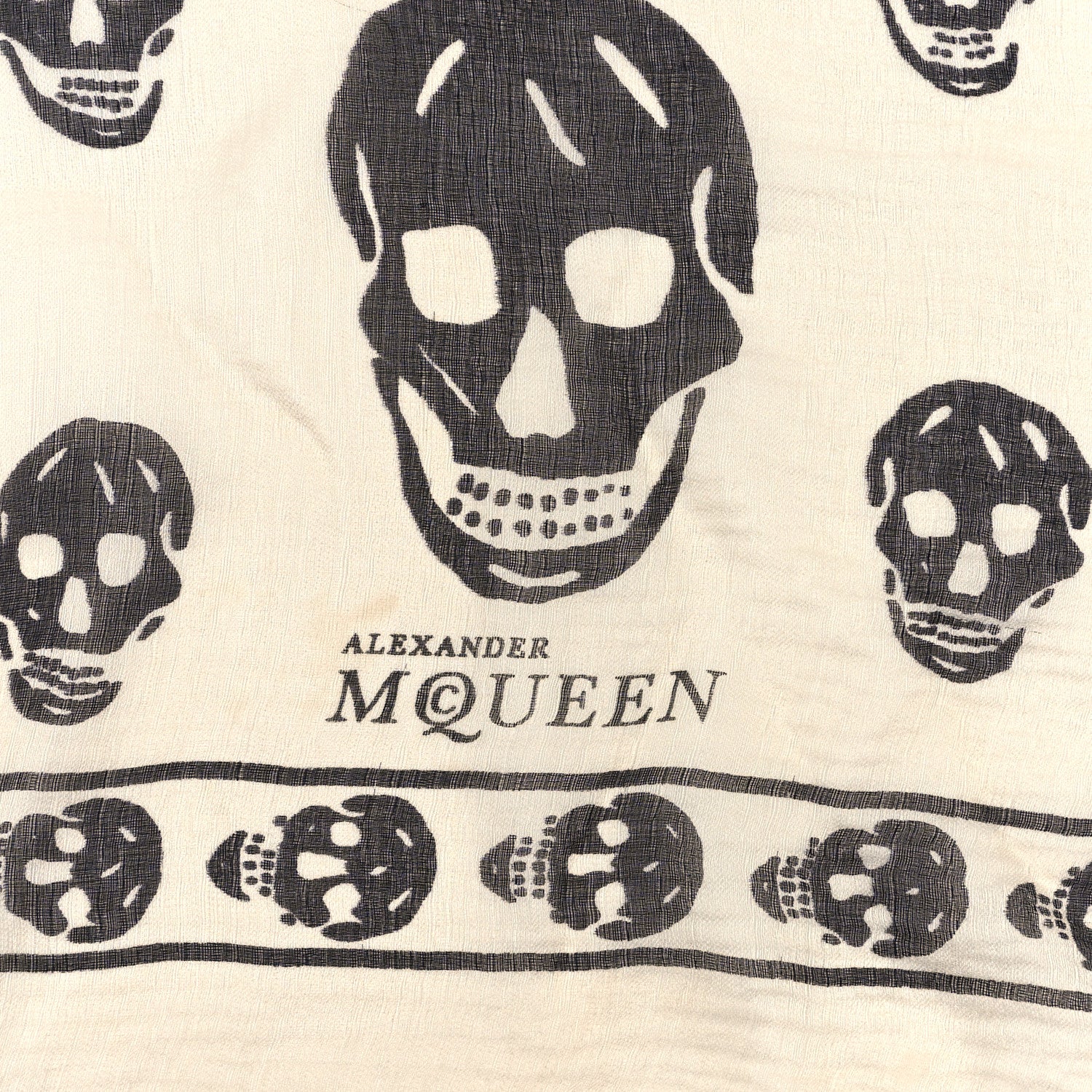 Alexander McQueen Silk Chiffon Skull Scarf Ivory Black 2 of 3