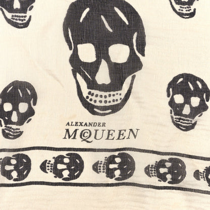 Alexander McQueen Silk Chiffon Skull Scarf Ivory Black 2 of 3