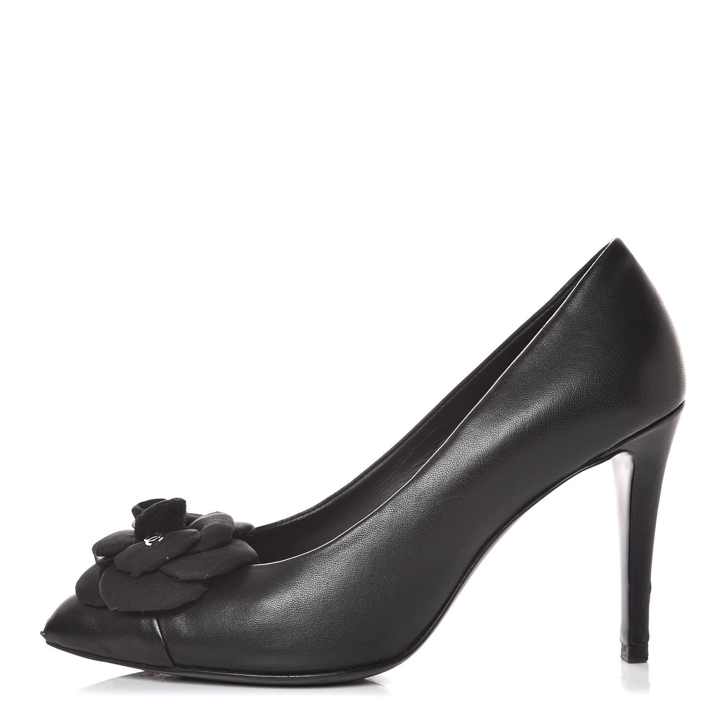 Lambskin Camellia Pumps 37.5 Black