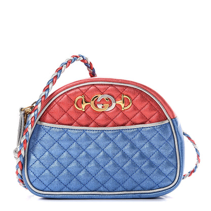 Gucci Laminated Nappa Trapuntata Mini Zumi Dome Shoulder Bag Rosso Marine Argento 1 of 9