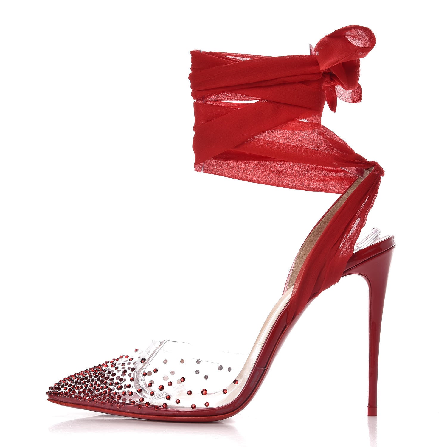 Christian Louboutin Crystal PVC Chiffon Miragirl 100 Pumps 39.5 Red 1 of 10