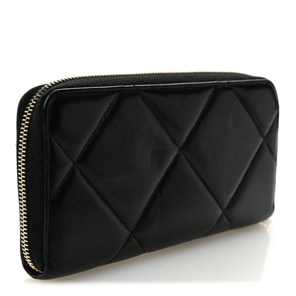 Chanel Lambskin Quilted 19 Long Zipped Around Wallet Black 3 of 10