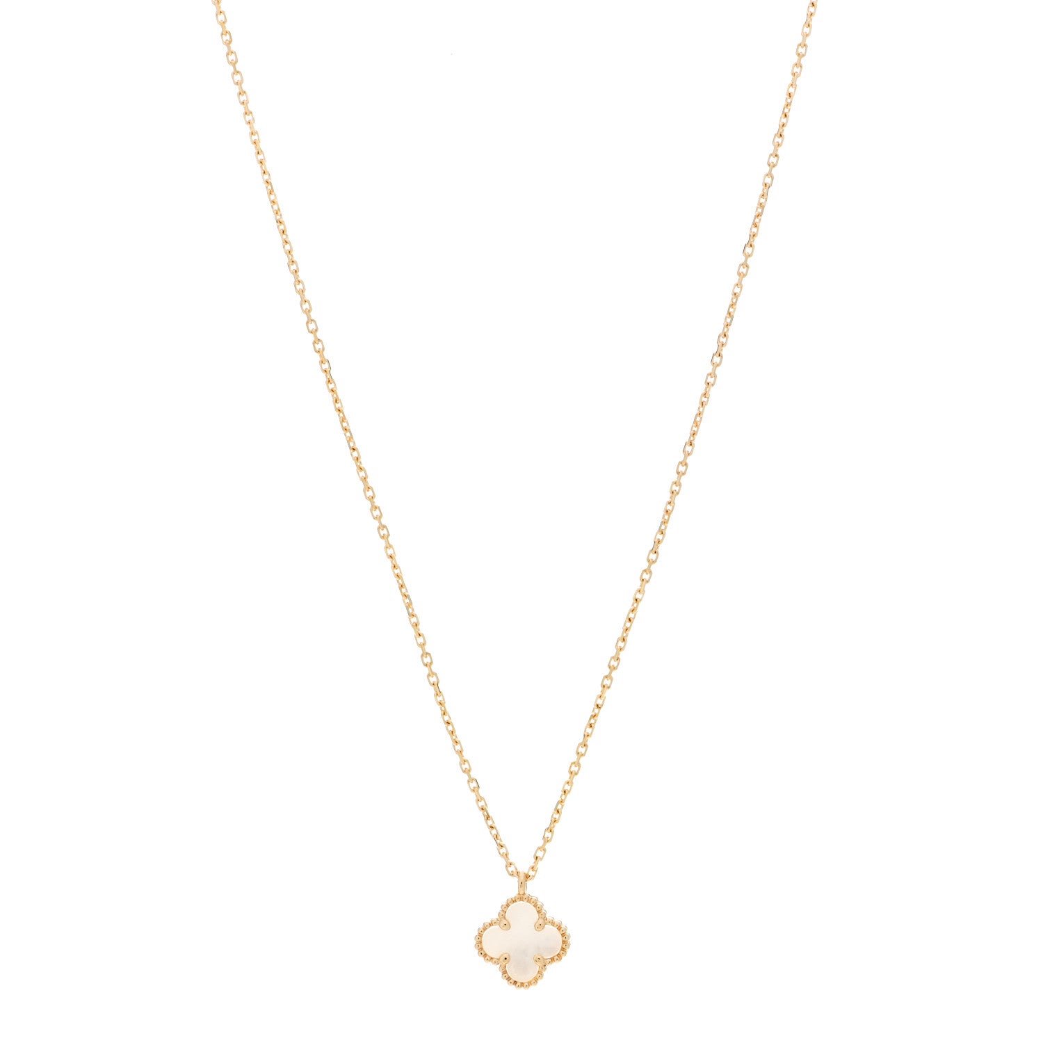 Van Cleef & Arpels 18K Yellow Gold Mother of Pearl Sweet Alhambra Pendant Necklace 1 of 5