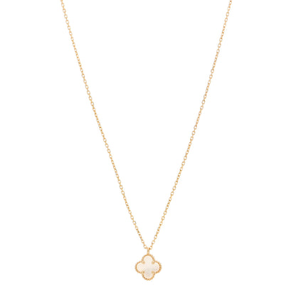Van Cleef & Arpels 18K Yellow Gold Mother of Pearl Sweet Alhambra Pendant Necklace 1 of 5