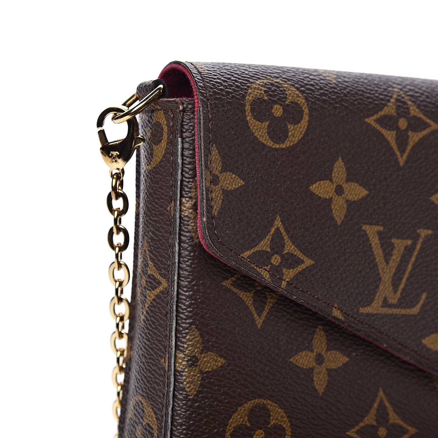 Monogram Pochette Felicie Chain Wallet Fuchsia