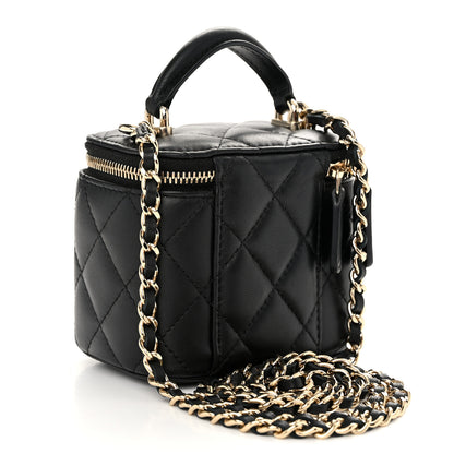 Chanel Lambskin Quilted Top Handle Mini Vanity Case With Chain Black 3 of 10