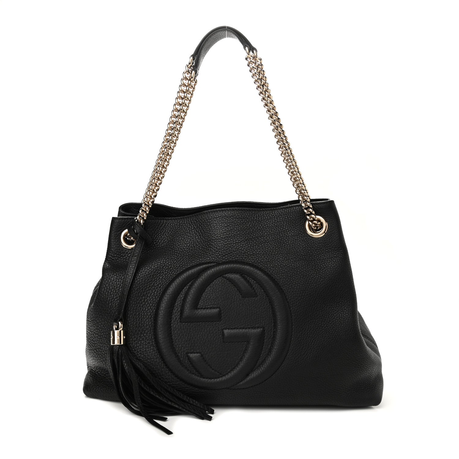 Gucci Pebbled Calfskin Medium Soho Chain Shoulder Bag Black 1 of 9