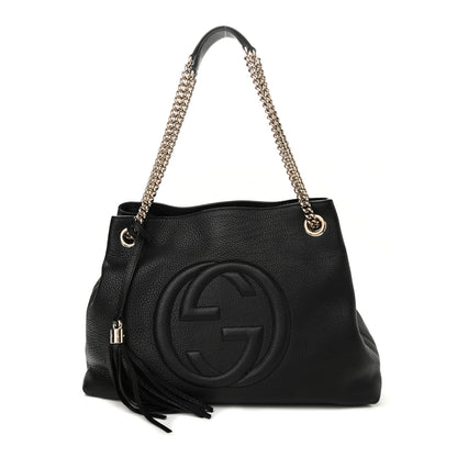 Gucci Pebbled Calfskin Medium Soho Chain Shoulder Bag Black 1 of 9