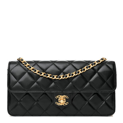 Chanel Shiny Lambskin Quilted Flap Clutch Bag Black 1 of 10
