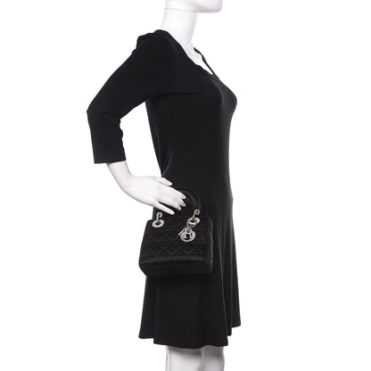 Christian Dior Satin Swarovski Crystal Cannage Mini Lady Dior Black 2 of 9