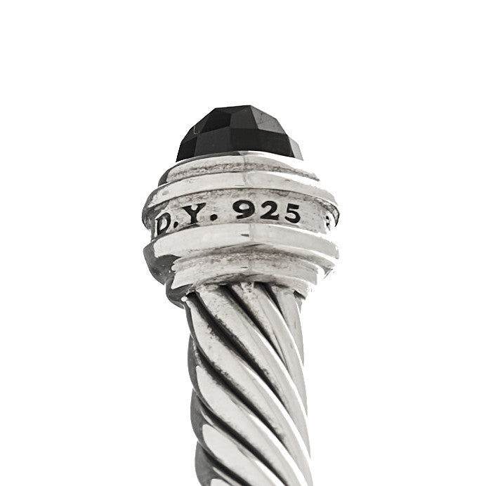 David Yurman Sterling Silver Diamond Black Onyx 5mm Cable Classics Princess Bracelet 3 of 3