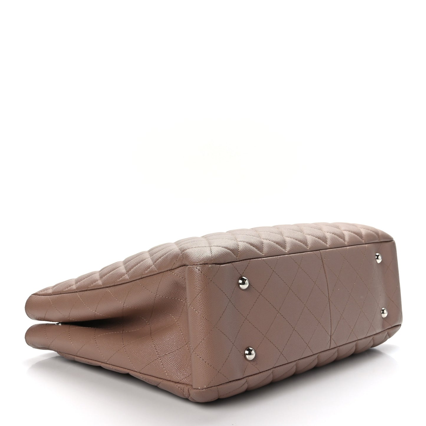 Caviar Quilted Large Shopping Tote Dark Beige