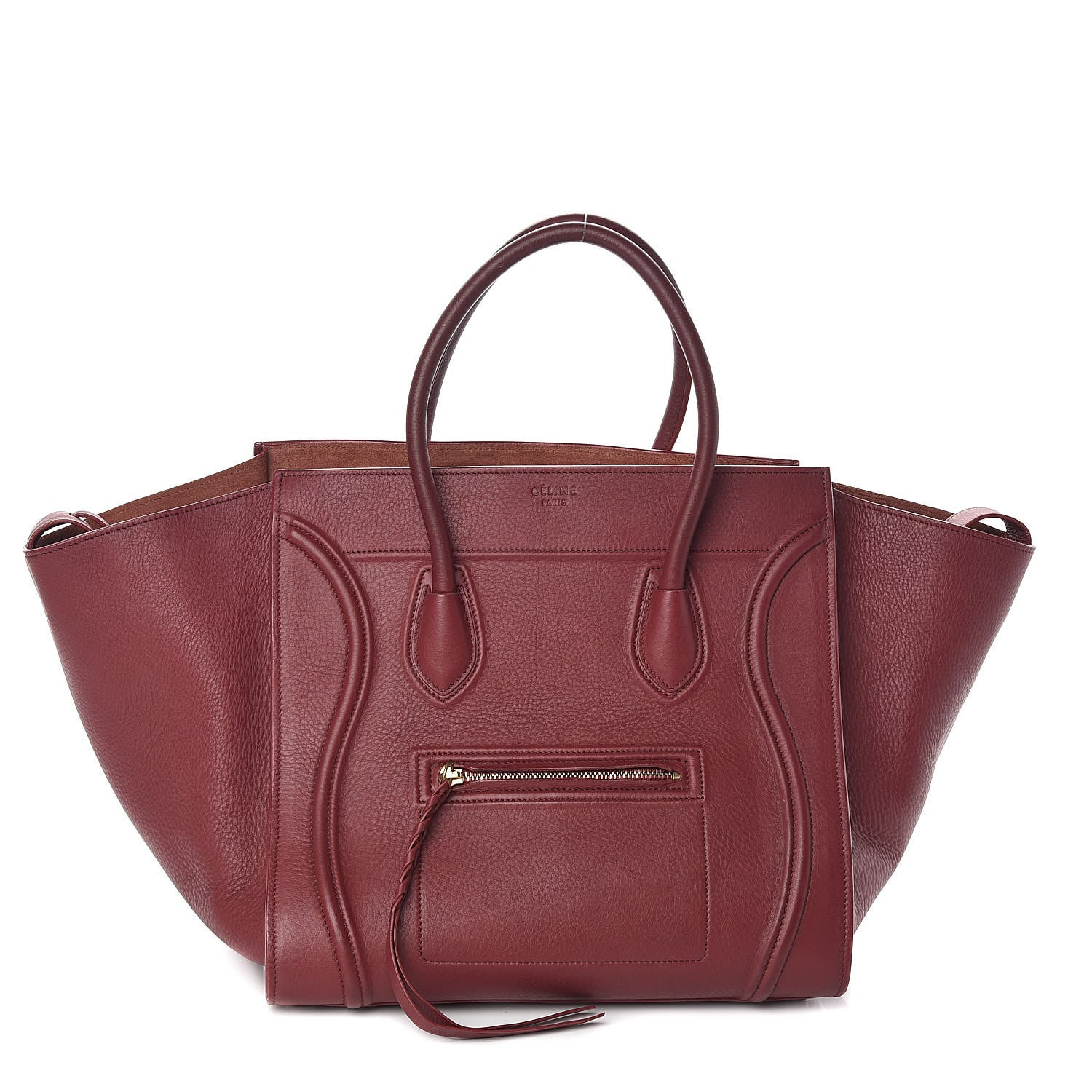 Celine Supple Calfskin Medium Phantom Luggage Burgundy 1 of 9