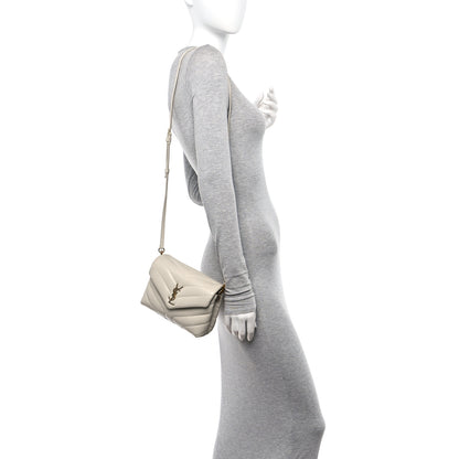 Saint Laurent Calfskin Y Quilted Monogram Toy Loulou Crossbody Bag Crema Soft 2 of 14