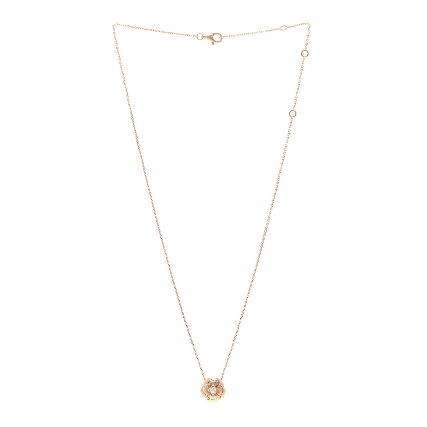 18K Rose Gold Diamond Extrait de Camelia Pendant Necklace