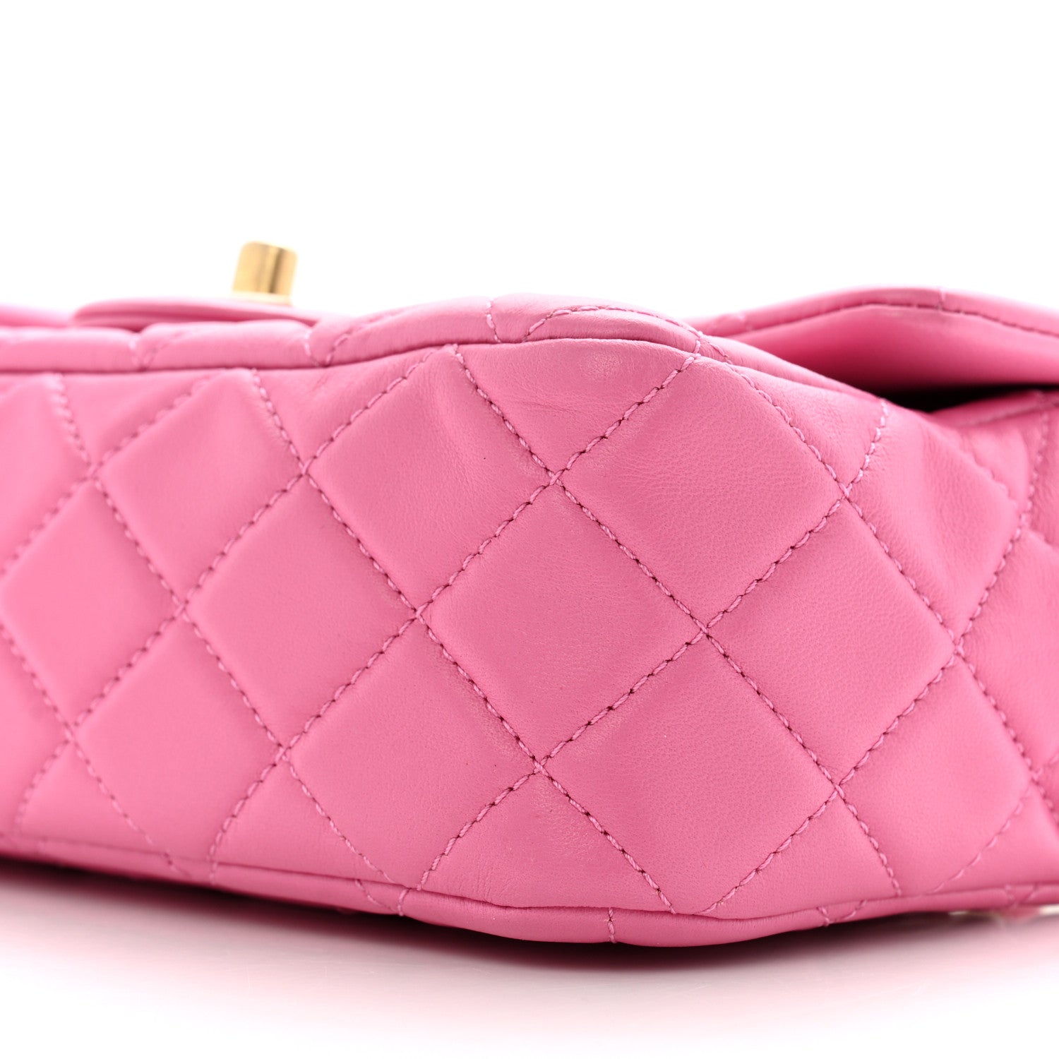 Chanel Lambskin Quilted Mini Rectangular Pearl Crush Flap Pink