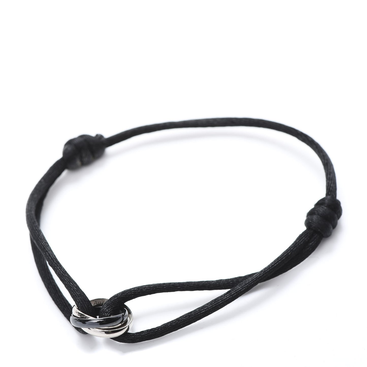 18K White Gold Ceramic Trinity Cord Bracelet Black