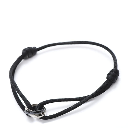Cartier 18K White Gold Ceramic Trinity Cord Bracelet Black 1 of 14