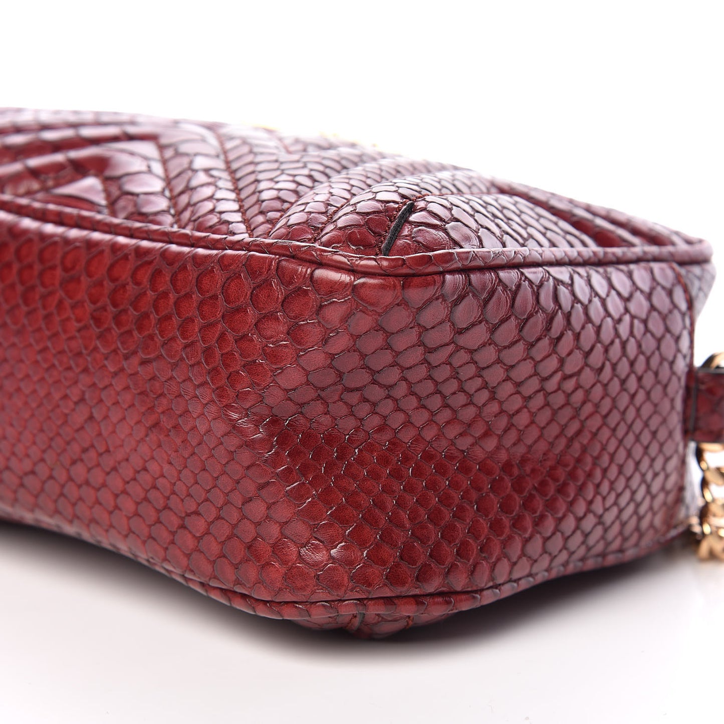 Snakeskin Effect Small Star Patch Shoulder Bag Burgundy