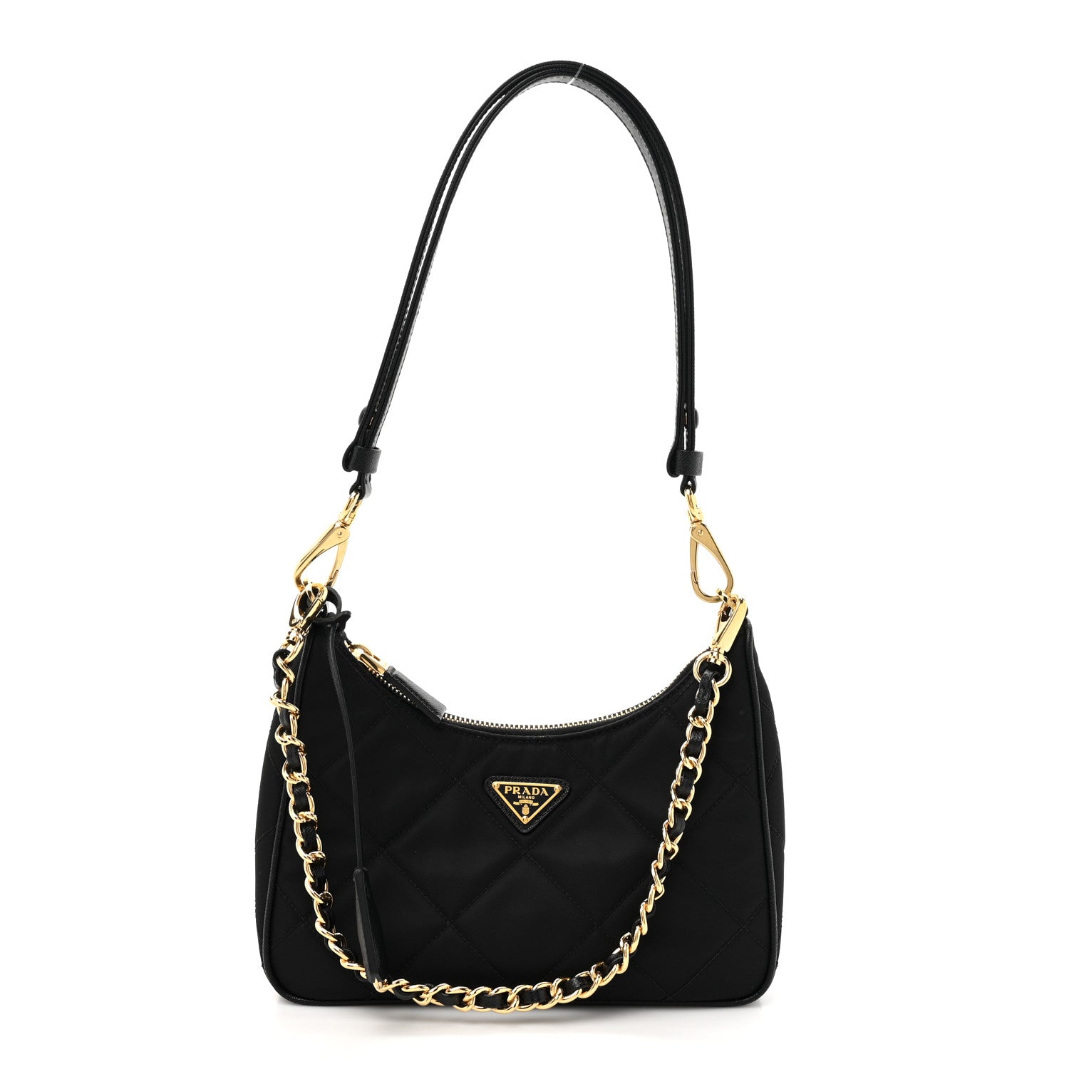 Prada Re-Nylon Saffiano Quilted Mini Re-Edition 1995 Chaine Shoulder Bag Black 1 of 9