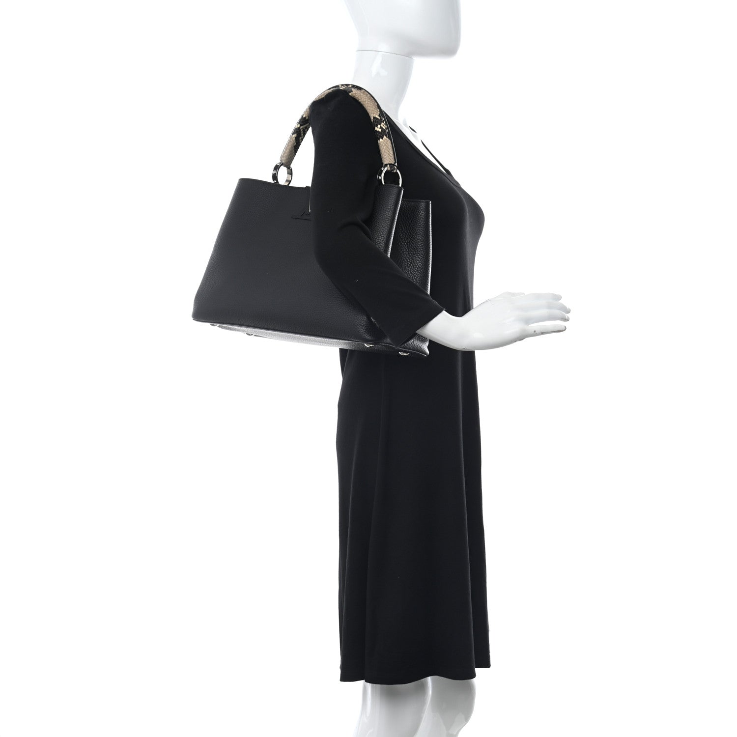 Louis Vuitton Taurillon Snakeskin Capucines MM Black 2 of 12