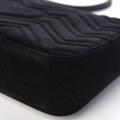 Gucci Velvet Matelasse Medium GG Marmont Shoulder Bag Black 11 of 15