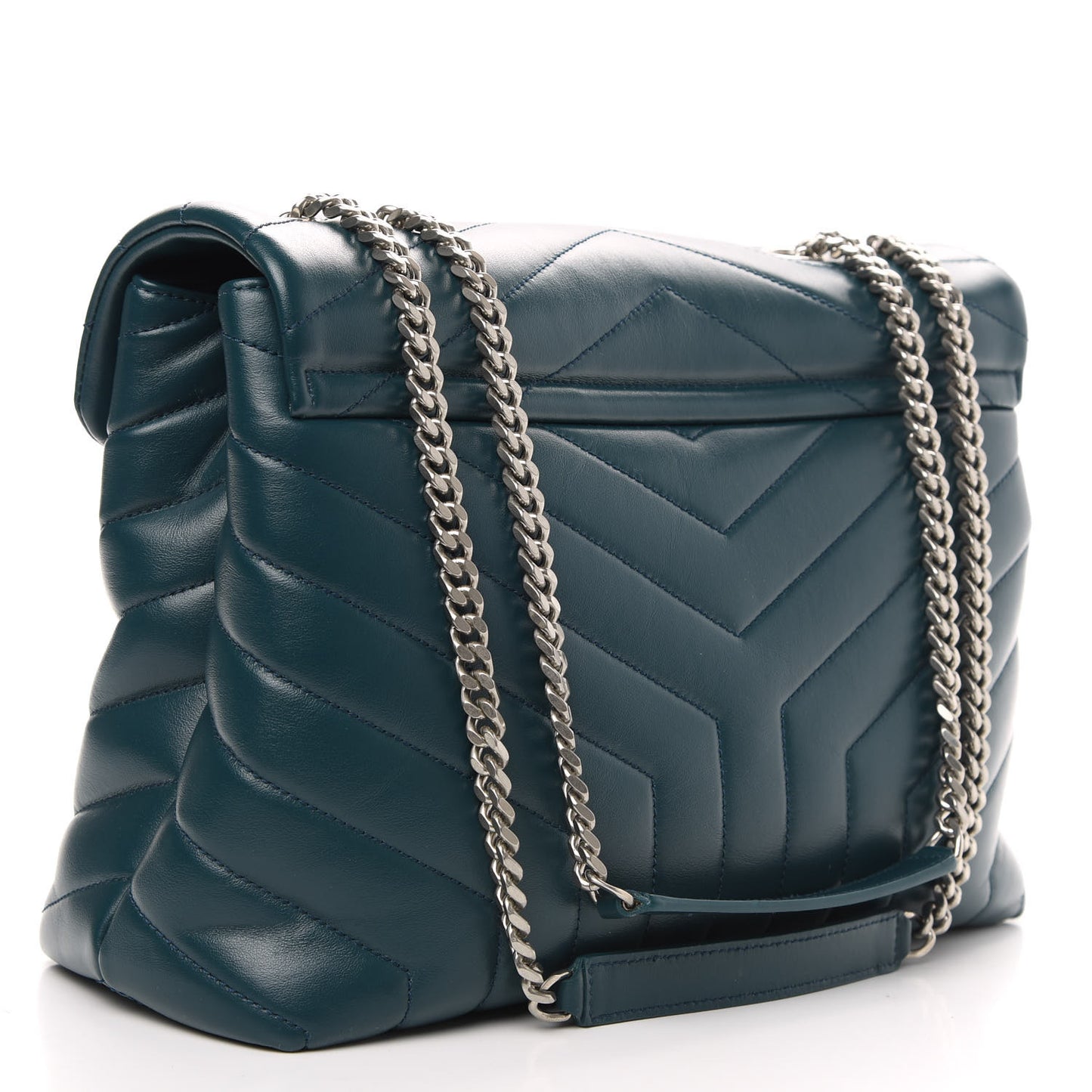 Calfskin Y Quilted Monogram Medium Loulou Chain Satchel Dark Turquoise