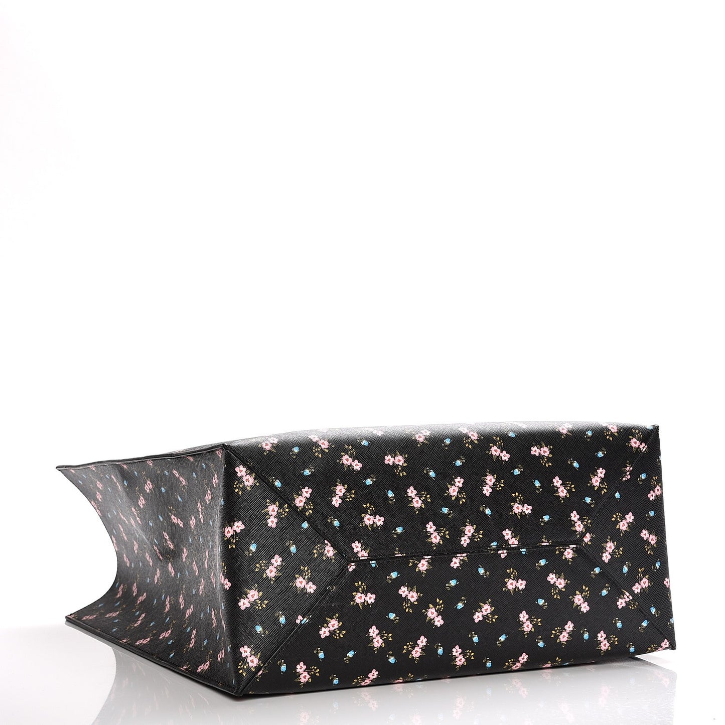 Coated Canvas Hibiscus Print Medium Stargate Shopper Tote Black Multicolor