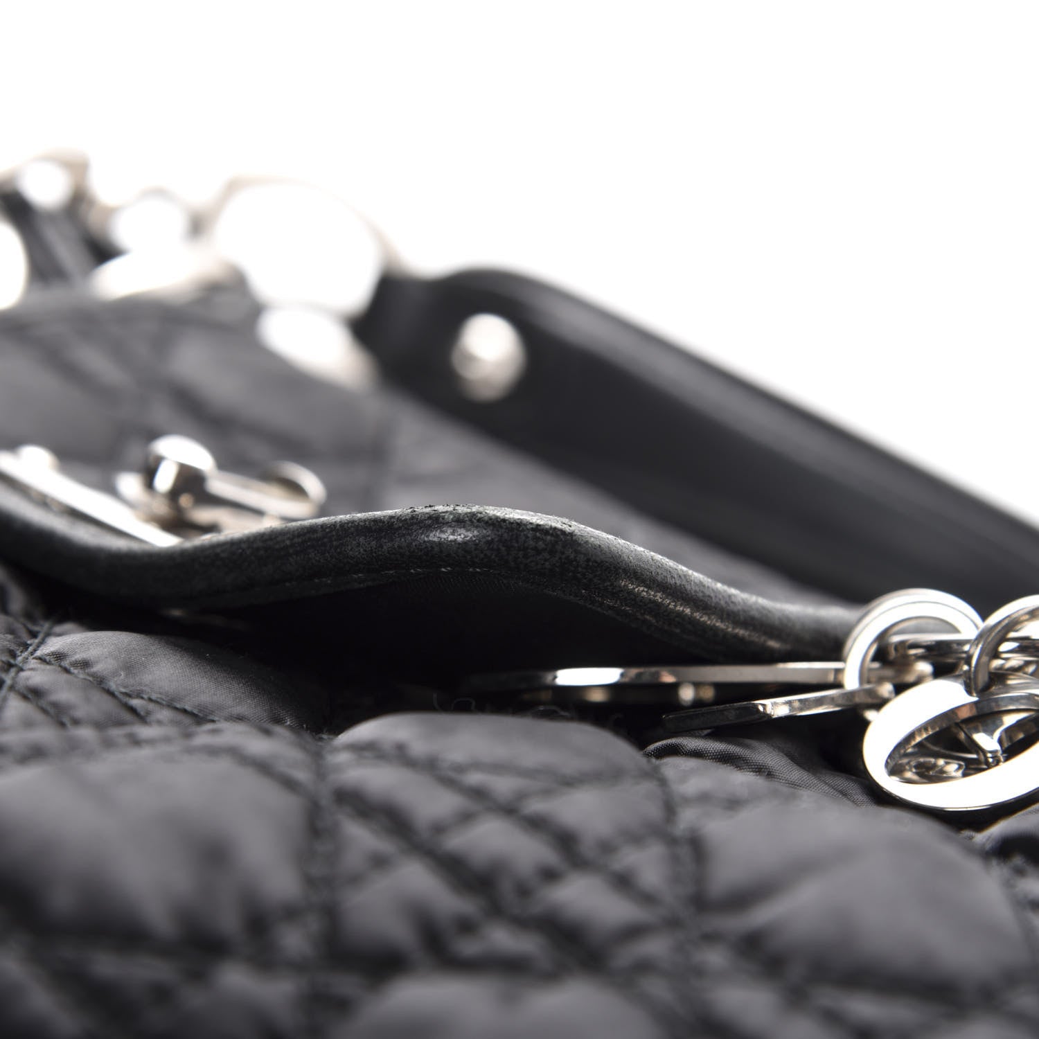 Christian Dior Satin Cannage Charming Lock Flap Shoulder Bag Black 8 of 13