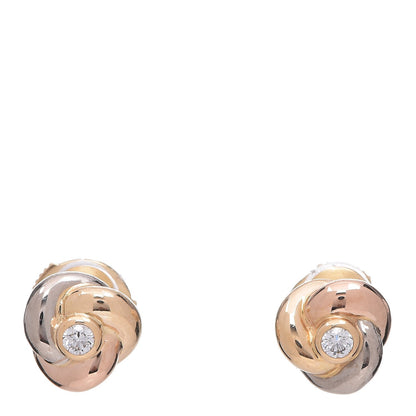 Cartier 18K Pink Yellow White Gold Diamond Trinity Stud Earrings 1 of 4