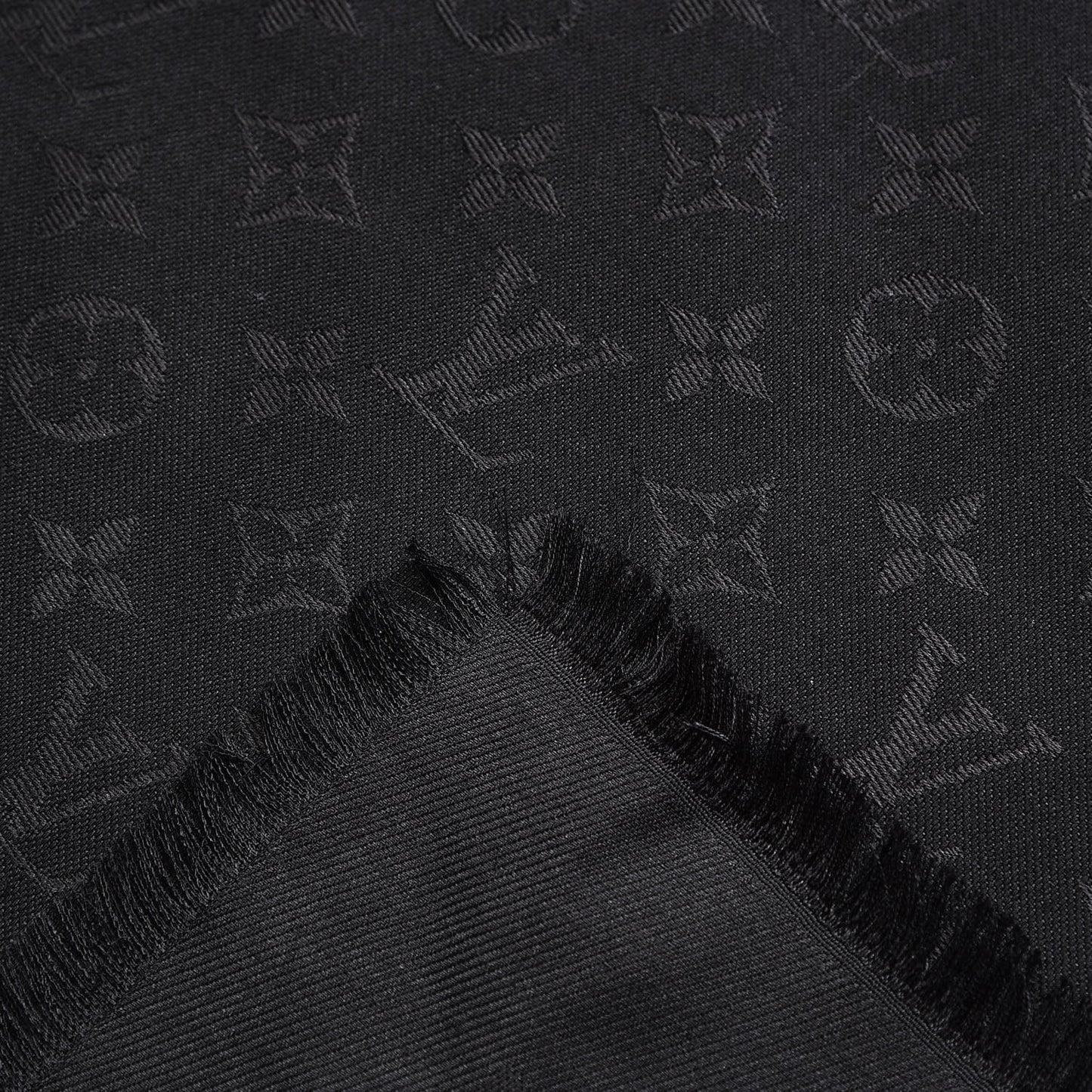 Silk Wool Monogram Shawl Black