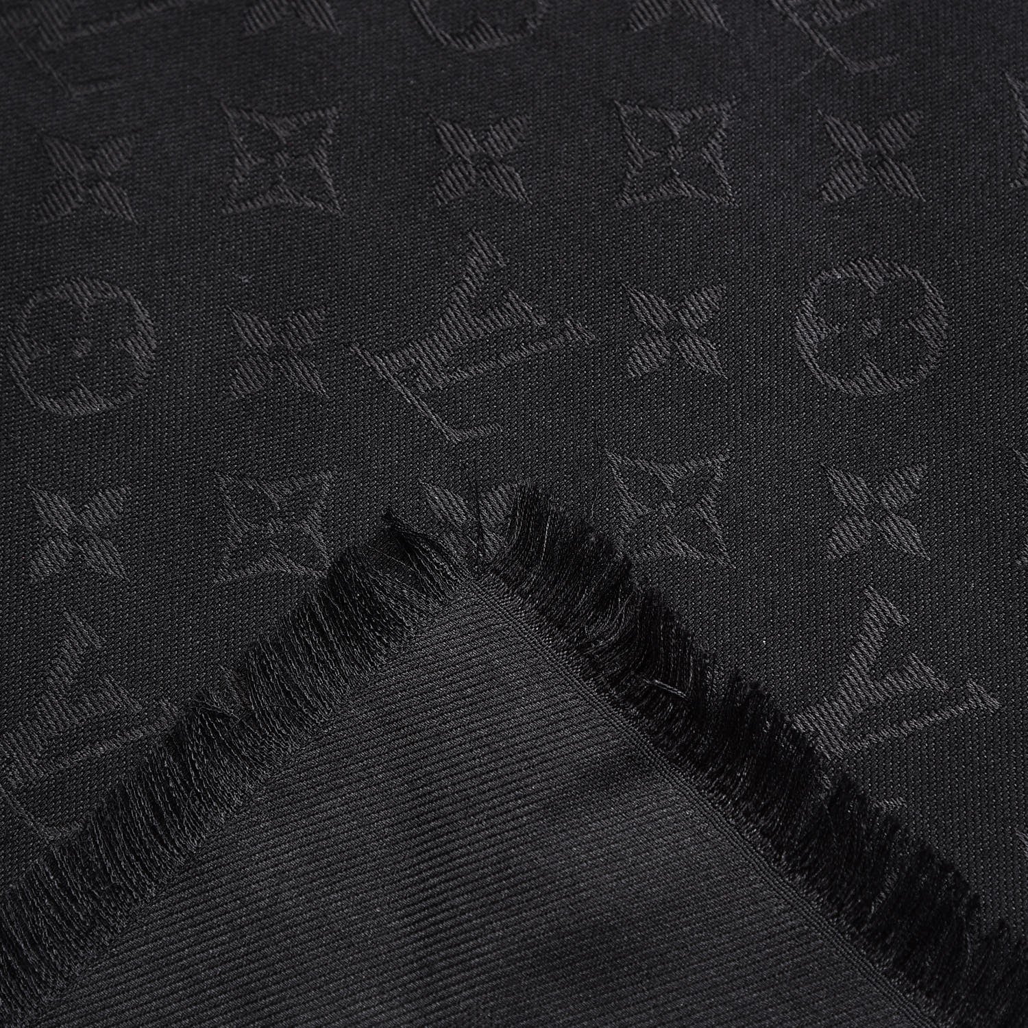 Louis Vuitton Silk Wool Monogram Shawl Black 4 of 5