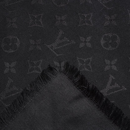 Louis Vuitton Silk Wool Monogram Shawl Black 4 of 5