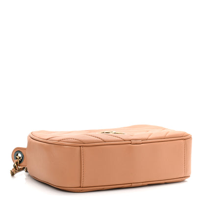 Chanel Lambskin Chevron Quilted Pyramid CC Camera Case Camel 4 of 12