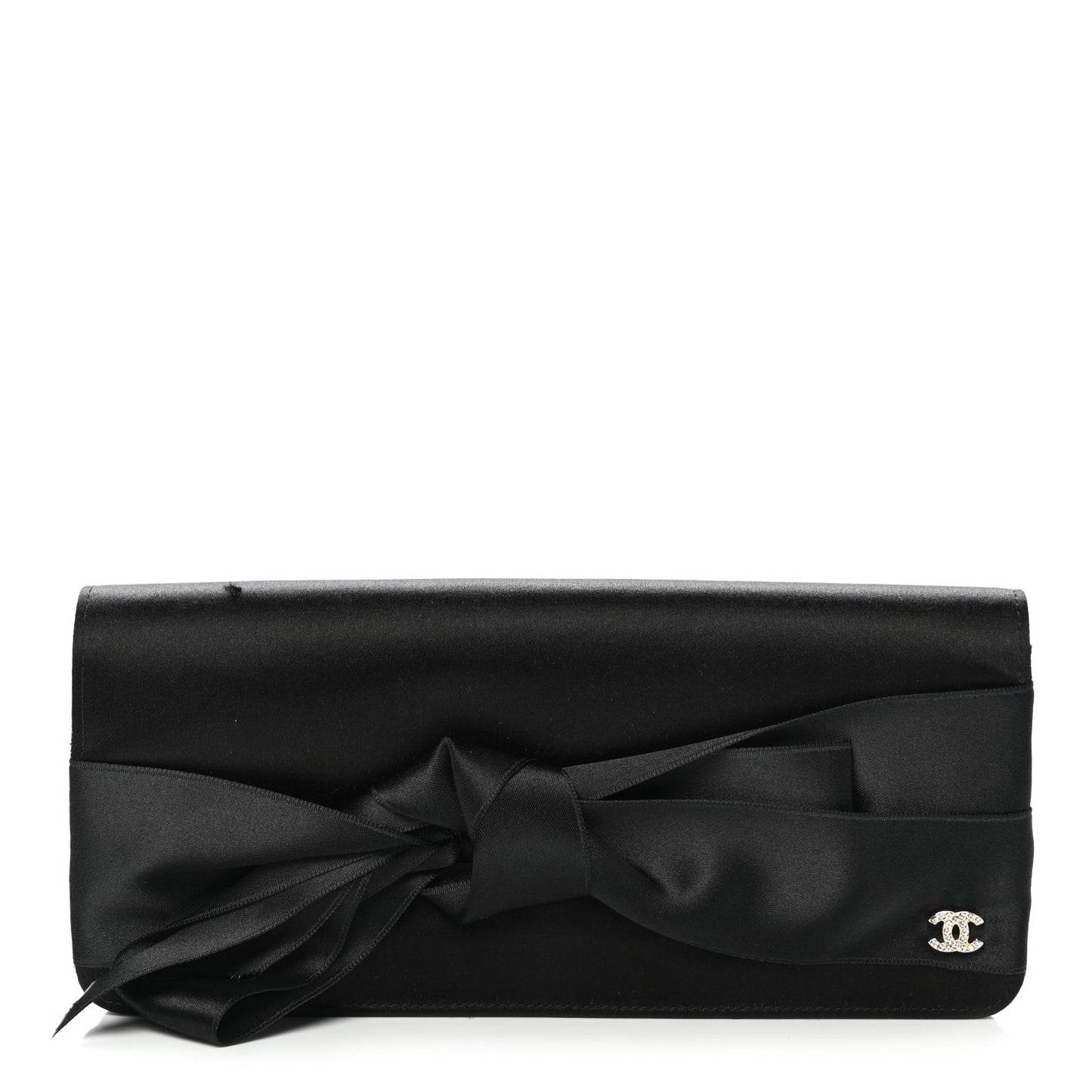 Satin Bow Clutch Black