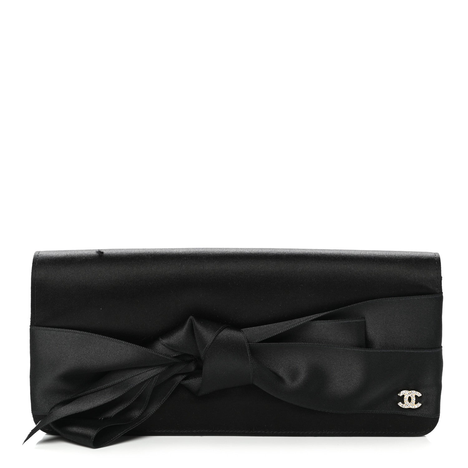 Chanel Satin Bow Clutch Black 1 of 7
