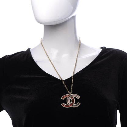 Chanel Resin CC Pendant Necklace Light Gold Red Purple 2 of 6
